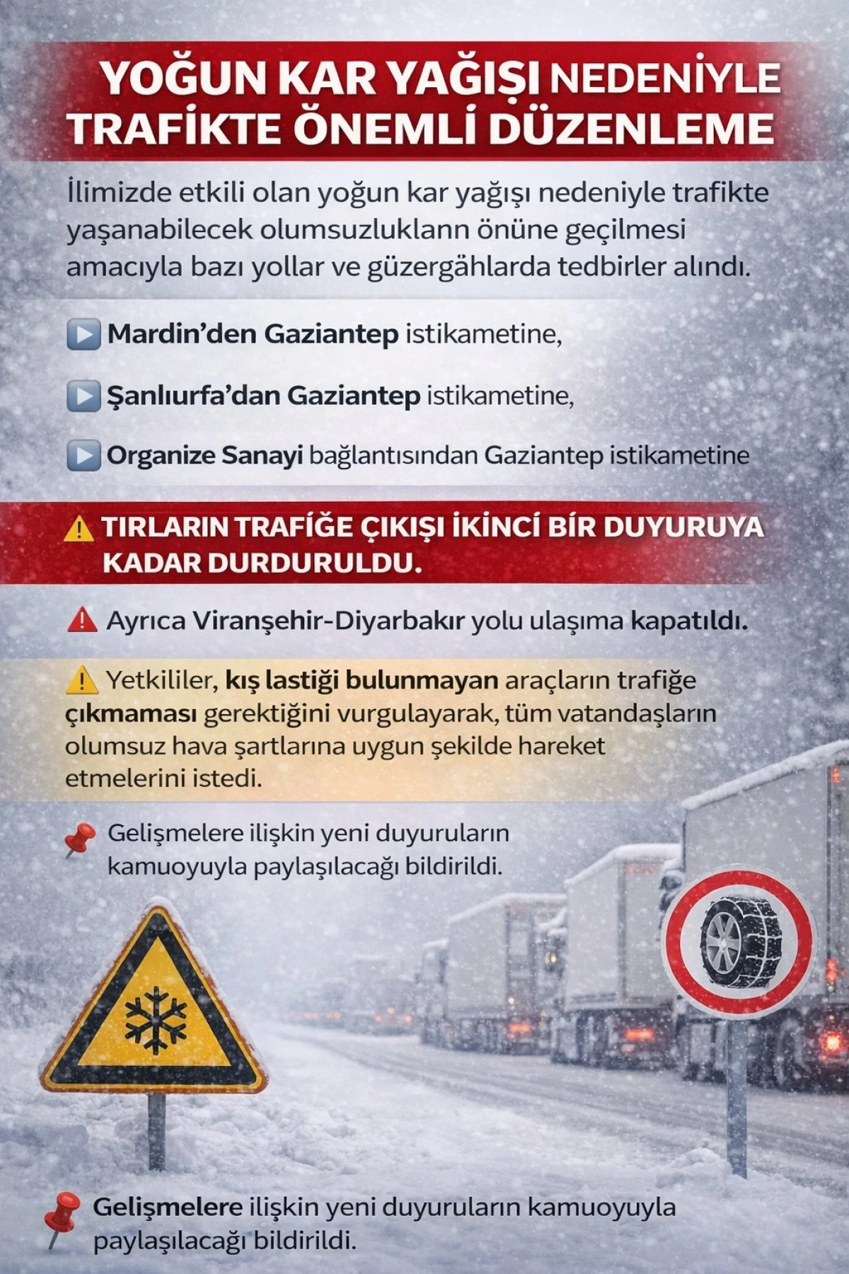 Şanlıurfa'da yoğun kar yağışı hayatı olumsuz etkiliyor! 