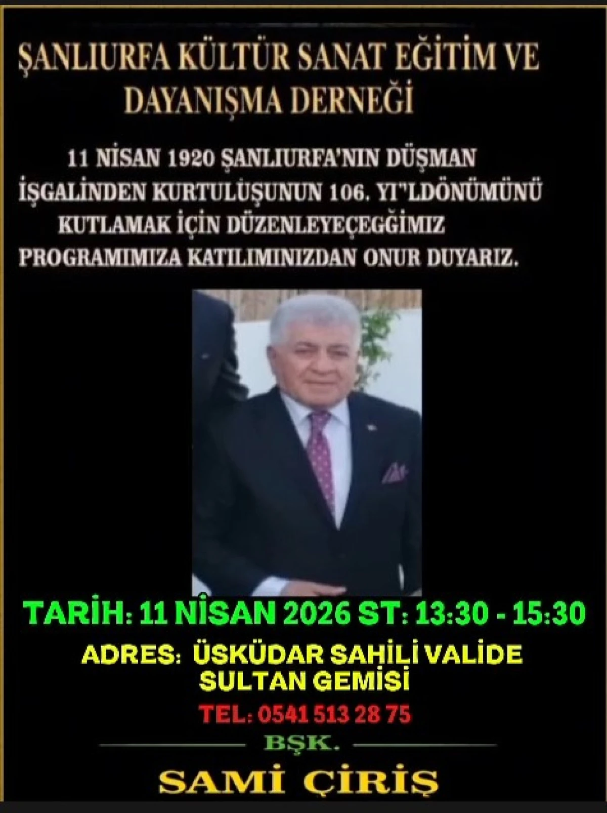 Şanlıurfa&rsquo;nın Kurtuluşunun 106. Yıl D&ouml;n&uuml;m&uuml; İstanbul&rsquo;da Kutlanacak