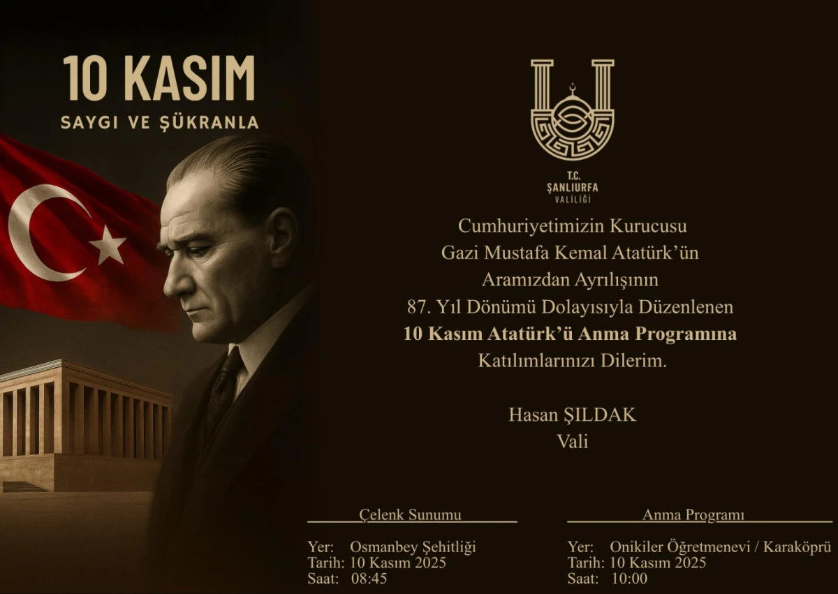 Vali Hasan Şıldak’ın 10 Kasım Atatürk’ü Anma Günü Mesajı